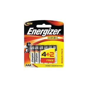 Energizer Max Battery E92 AAA 4+2/Pack