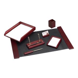 Desk set 7 Piece PVC Wood Dark Red Color Single Tray Desk set 7 Piece PVC Wood Dark Red Color Single Tray