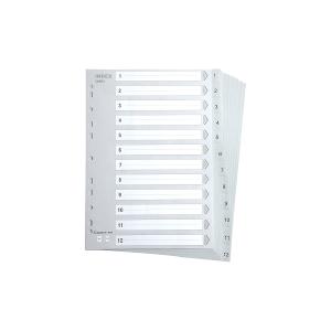 Comix Grey Plastic Index Dividers, 12 Tab Comix Grey Plastic Index Dividers, 12 Tab