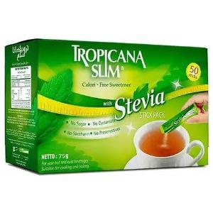 Tropicana Slim Sugar Calorie Free Sweetener With Stevia 50 Sachets 75g