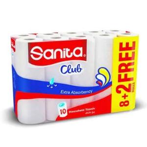 Sanita Club Kitchen Roll 28 cm ( 8+2 Free Rolls ) 40 Sheets Sanita Club Kitchen Roll 28 cm ( 8+2 Free Rolls ) 40 Sheets