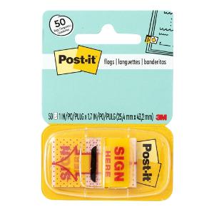 3M Tape Flags, (Sign Here) W/Dispenser Yellow 3M Tape Flags, (Sign Here) W/Dispenser Yellow