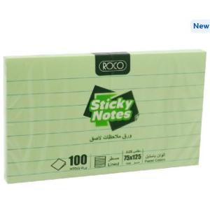 Roco Lined Self Stick Notes 100 Sheets Size 75x125mm (3x5) Green Roco Lined Self Stick Notes 100 Sheets Size 75x125mm (3x5) Green