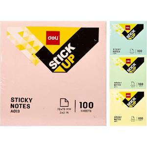 Deli Bright Pastel Sticky Note 100 Sheets Size (3"x3") 76mm x 76mm 12/Pack A01303 Deli Bright Pastel Sticky Note 100 Sheets Size (3"x3") 76mm x 76mm 12/Pack A01303