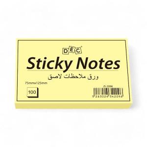 DEC Sticky Notes 75*125mm Yellow 100 Sheets 12/pk DEC Sticky Notes 75*125mm Yellow 100 Sheets 12/pk