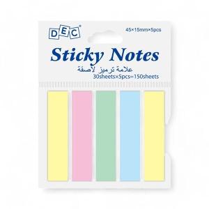 DEC Assorted sticky notes, pastel yellow、pink、green、blue、yellow 45mm*15mm*5pcs, 30sheets/each color DEC Assorted sticky notes, pastel yellow、pink、green、blue、yellow 45mm*15mm*5pcs, 30sheets/each color