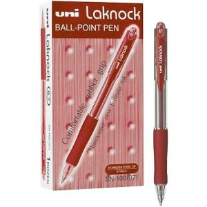 Uni-Ball Lacknock With Grip, Retractable, Red 0.7mm Pack Of 12 Uni-Ball Lacknock With Grip, Retractable, Red 0.7mm Pack Of 12