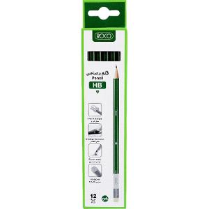 Roco Pencil (HB/With Eraser) 12/Pack - Green