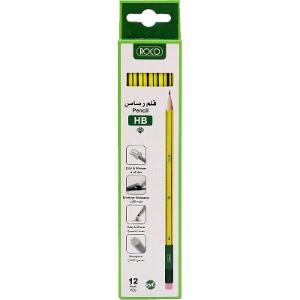 Roco Pencil (HB/With Eraser) 12/Pack - Yellow