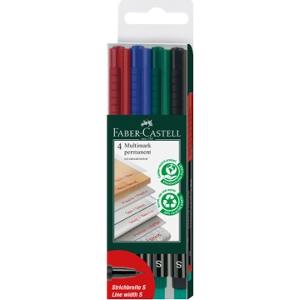 Faber Castell Multimark Permanent SuperFine Tip Wallet of 4