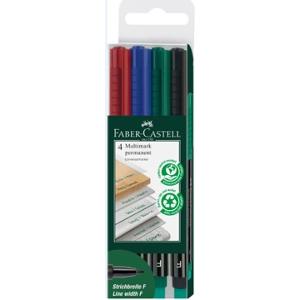 Faber Castell Multimark Permanent Fine Tip Wallet of 4