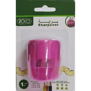 Roco Sharpener Triangle Shape Container Double Hole Pink