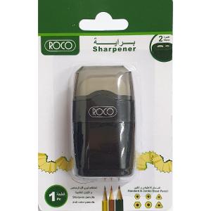 Roco Sharpener Container with Eraser Double Hole Black