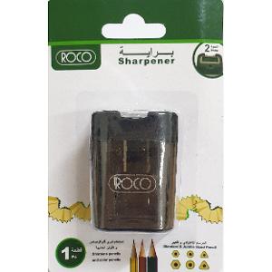 Roco Sharpener Square Container Double Hole Black